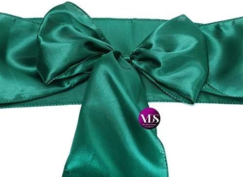 VDS Satin Chair Sashes Chair Cover Back Tie Sateen Bows Ribbon for Wedding Birthday Graduation Engagement Ceremony Event Party Banquet Venue Hotel All Dining Chair Decoration (10PC) (Emerald Green)