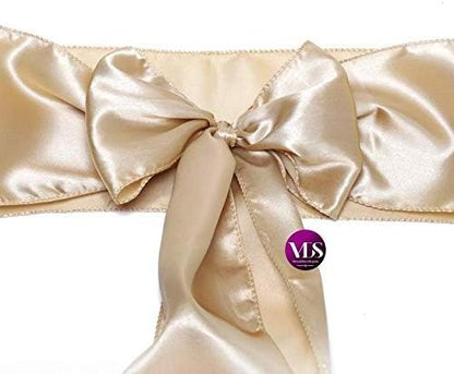 VDS Satin Chair Sashes Chair Cover Back Tie Sateen Bows Ribbon for Wedding Birthday Graduation Engagement Ceremony Event Party Banquet Venue Hotel All Dining Chair Decoration (10PC) (Champagne)