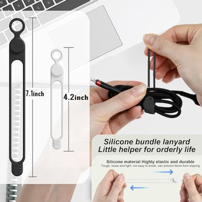 16Pcs Silicone Cable Ties, Cord Organizer Cable Management-2Sizes