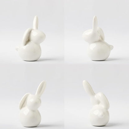 GOODSTART Ceramic Rabbit Ceramic Bunny Figurine Porcelain Modern Art Home Decor, A Set of 2 Rabbit Decor, Easter Bunny Rabbits, Easter Decorations for Home