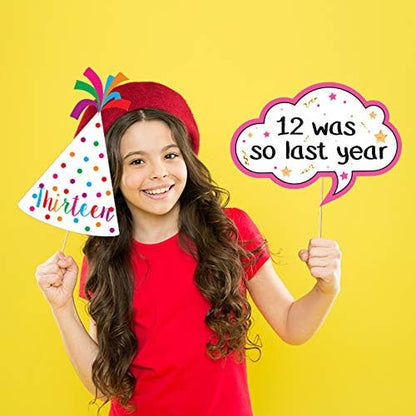 13th Birthday Photo Booth Party Props - 40 Pieces - Funny Official Teenager Birthday Party Supplies, Decorations and Favors