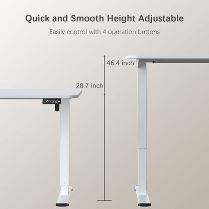 Furmax Electric Height Adjustable Standing Desk Large 63 x 24 Inches Sit Stand Up Desk Home Office Computer Desk Memory Preset with T-Shaped Metal Bracket, White