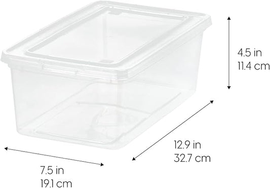 IRIS USA 6-Pack Storage Bins with Lids, 6 Quart - Crystal Clear, Shoe Boxes Stackable Containers Organize Shoes Closet Shelves, Teacher Tools Classroom Organization, Game - BPA-Free Plastic