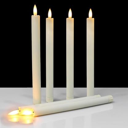 12PCS Flameless Taper Candles with 3D Flickering Flame Battery Operated Candles with 2 Remote with Button Cell Battery 10" Ivory LED Candlesticks Window Candle for Christmas Home Decor