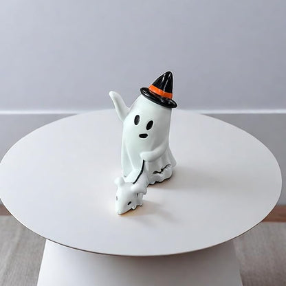 Halloween Ghost Figurine - Spooky Resin Statue, Cute Finger Ornaments, Perfect for Indoor & Porch Halloween Decor (E)