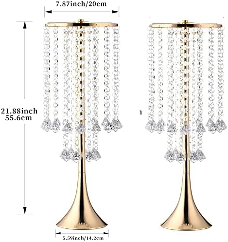 Set of 10pcs Crystal Flower Stand Gold Centerpieces Tall Metal Flower Arrangement Vase for Wedding Party Dinner Event Hotel Home Decor
