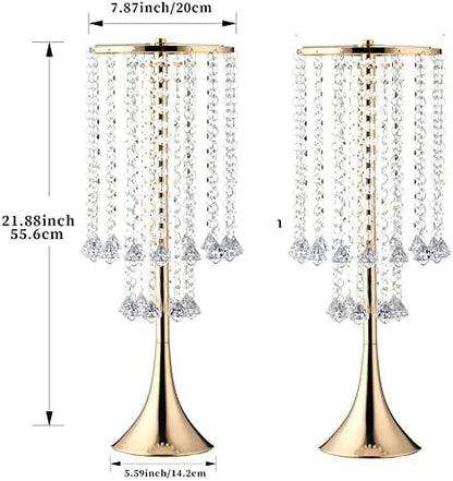Set of 10pcs Crystal Flower Stand Gold Centerpieces Tall Metal Flower Arrangement Vase for Wedding Party Dinner Event Hotel Home Decor