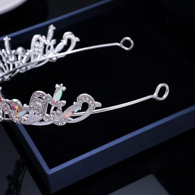 Kamirola Crystal Crowns and Tiaras Headband for Girl or Women Birthday Party Wedding Prom Bridal Christmas Valentine Silver AB2