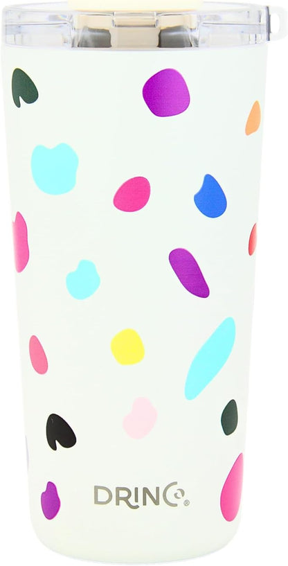 Drinco - 20 oz Stainless Steel Tumbler | Double Walled Vacuum Insulated Mug With Lid, 2 Straws, For Hot & Cold Drinks (20oz Blots)