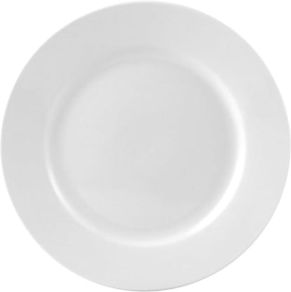 bestone 8 Inch Porcelain White Salad Plates Set, Porcelain Dessert/Salad Plate，Classic Round with Wide Rim, Lead-Free,Dishwasher, Microwave, Freezer, Oven Safe, for Everyday Use-Set of 6