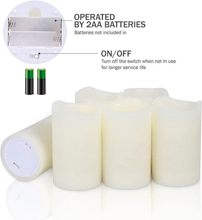 H-BLOSSOM Flickering Flameless Candles Battery Operated Real Wax Pillar Candles LED Candles with 10 Key Remote Control Cycling Timer Set of 6 (3" x 5" Remote)
