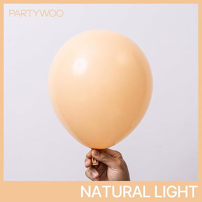 PartyWoo Nude Balloons 101pcs 12 Inch Apricot Boho Fall Neutral Latex Helium Balloons for Graduation Wedding Anniversary Birthday Boy Baby Shower Woodland Boho Theme Party Decorations Brown-F05