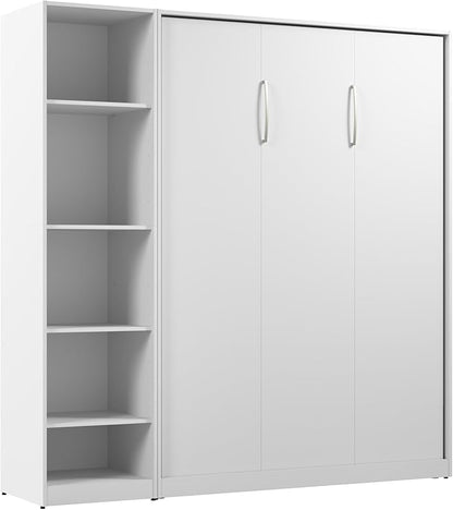 Bestar Claremont Full Murphy Bed with Closet Organizer (79W) in White, Space-Saving Sleeping Arrangement for Multipurpose Room