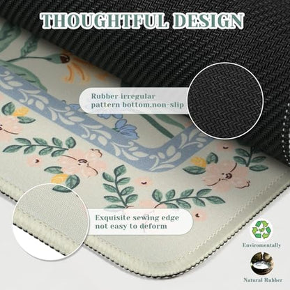 iCasso Aesthetic Flower Mouse Pad,23.6x13.7in, Green Floral