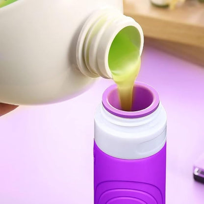 GLAMFIELDS Travel Bottles for Toiletries TSA Approved, 3oz Size Leak Proof Silicone Travel Containers for Shampoo, Lotion,Easy to Squeeze Portable, Essentials for Traveling (4 Pack) Purple