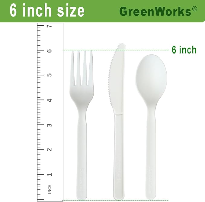 GreenWorks 1000 Count 6" Compostable Knives,BPI Certified,Bulk Cutlery Utensils Knife