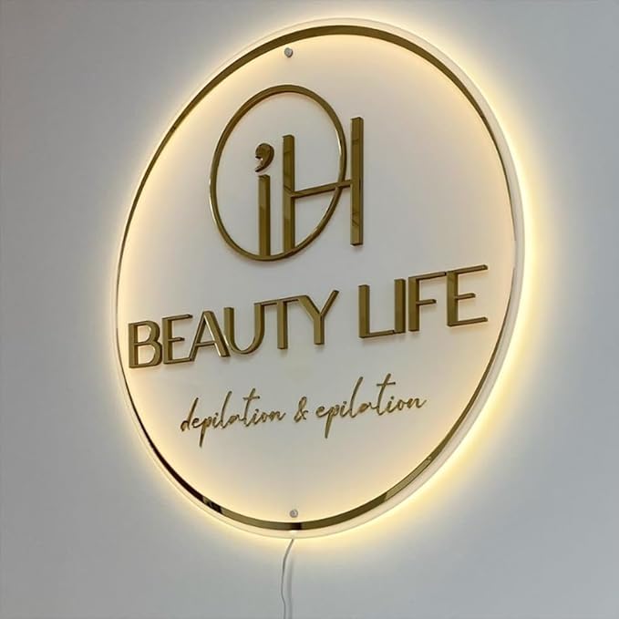 Custom Business Logo Neon Sign - Personalized Backlit Floating Sign with Illuminated Metal & Acrylic, Custom Storefront Logo Light for Salon, Nail, Hair Studio, Office, Bar & Shop Decor