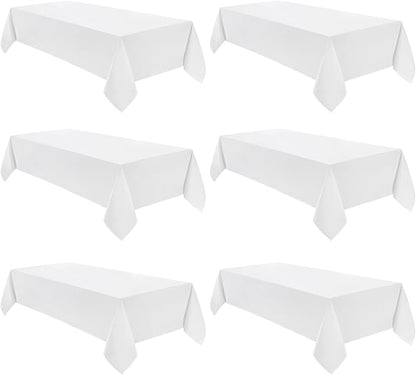 VidaFete Tablecloth 60 * 102inch 6 Pack Rectangle Table Cloth Polyester, Stain Wrinkle Resistant Dining Table Cover for Kitchen Dinning Party Wedding Rectangular Tabletop Buffet Decoration(White)