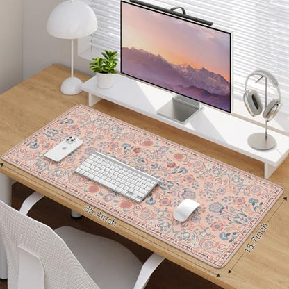 iCasso Desk Mat, Large Mouse Pad,35.4x15.7in,Peach Pink