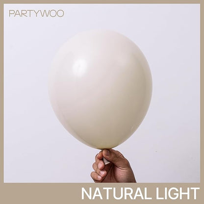 PartyWoo White Sand Balloons 101pcs 12 Inch Off White Beige Cream Ivory Boho Neutral Latex Balloons for Wedding Graduation Baby Shower Anniversary Engagement Birthday Party Decorations White-F12