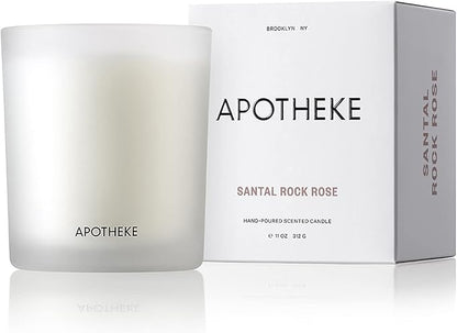 Apotheke Signature Scented Candles for Home, Santal Rock Rose - 10.5 oz - Soy Wax, Non Toxic, Large Jar White - Luxury Candle Gifts for Women & Men - Sandalwood, Rose, Musk, and Leather