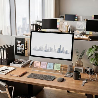 Monitor Memo Board Holder 14"x5", 2pcs Office Organization Memo Holders for Computer Sticky Note Holder, Space-Saving Under Monitor, Movable & Reusable, Screen Saver for Office & Home Desktop Decor