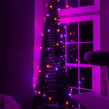 TW SHINE Halloween Lights, 400 LED 132FT Outdoor Halloween Lights Plug in with 8 Modes, Waterproof Light Outdoor, Indoor Decorations for Party Yard Haunted House Decor, Orange and Purple