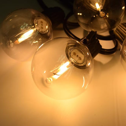 Hometown Evolution, Inc. G50 2" LED Filament Outdoor Patio String Lights with 0.6 Watt Light Bulbs (G50 LED Plastic - White Wire, 25 ft)