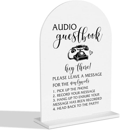 Audio Guest Book Sign Wedding Signs Wedding Table Signs for Engagement Bridal Shower Ceremony Reception Event Party Acrylic Decor