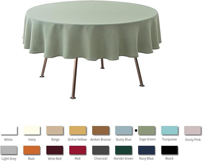 maxmill Round Textured Tablecloth Spill-Proof Wrinkle Free Soft Jacquard Table Cloth for Circular Table Cover, for Dining Room Buffet Banquet Parties Holiday Dinner, 70 Inch, Sage Green