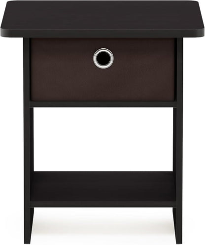 Furinno Dario End Table / Side Table / Night Stand / Bedside Table with Bin Drawer, 1-Pack, Dark Walnut