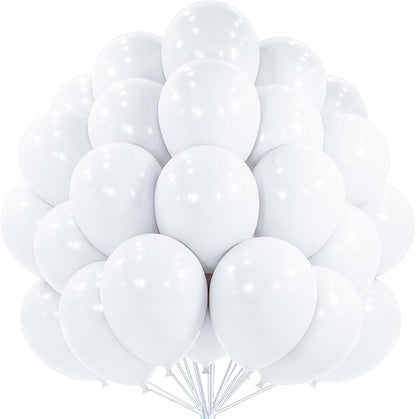 PartyWoo White Balloons 101pcs 12 Inch Matte White Latex Balloons for Wedding Bridal Graduation Engagement Baby Shower Gender Reveal Easter Anniversary Birthday Tea Party Decorations White-Y13