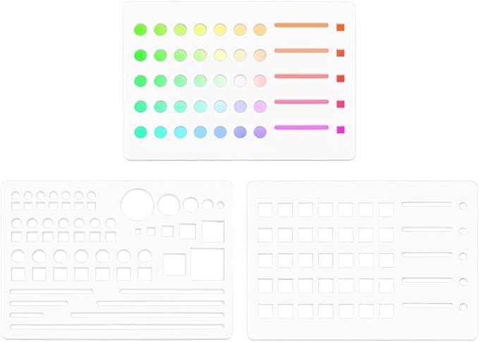 BENECREAT 3Pcs Grid Journal Stencil, Handmade Flexible Record Template, Planner Stencil for Bullet Journaling, Reusable Calendar Planners, Durable Writing & Drawing Tools