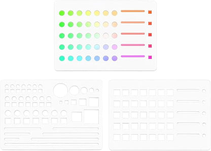 BENECREAT 3Pcs Grid Journal Stencil, Handmade Flexible Record Template, Planner Stencil for Bullet Journaling, Reusable Calendar Planners, Durable Writing & Drawing Tools