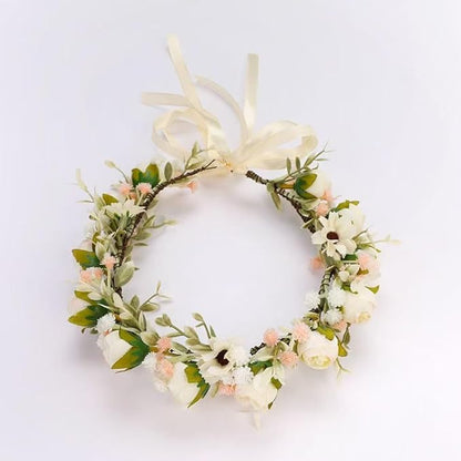 Floral Fall Camellia Flower Crown Rose Headpiece Wedding Bridal Flower Girl Halo Maternity Photo Props FL-03