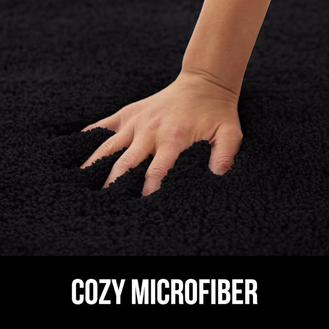 GORILLA GRIP Bathroom Rugs, Ultra Soft Absorbent Mat, Thick Plush Bath Rug, Machine Washable, Microfiber Quick Dry, Mats for Shower, Bathtub and Floor, Home Decor Accessories, 24x17, Black