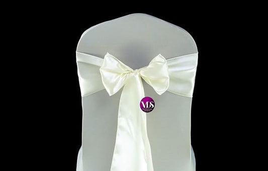 VDS Satin Chair Sashes Chair Cover Back Tie Sateen Bows Ribbon for Wedding Birthday Graduation Engagement Ceremony Event Party Banquet Venue Hotel All Dining Chair Decoration (10PC) (Ivory)
