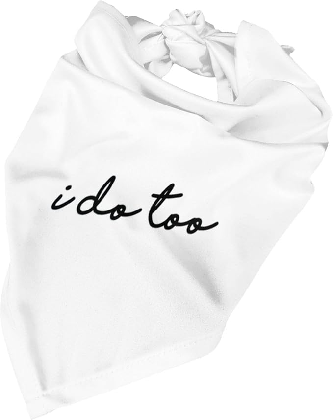 I Do Too Dog Wedding Bandana, Married Puppy Pet Bandanas Accessories, Photo Prop for Dog Lover Pet Scarf Accessories (White)