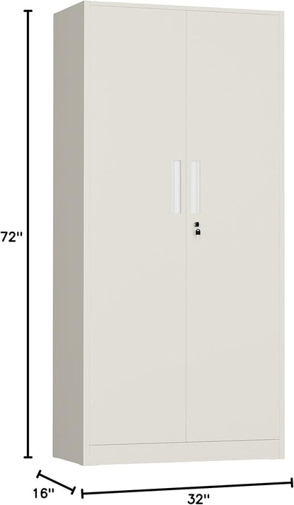 INTERGREAT Metal Storage Cabinet, 72" H Lockable Steel Cabinets with Locking Doors, Storage Locker with Adjustable Shelves for Office, Home, Garage, Gym, School (Warm Grey)