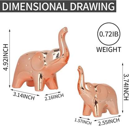 prosfalt A Pair Elephant Statue Home Decor,Modern Style Figurines,Sculpture for Office Desktop Bookshelf Living Room (Ceramics Rose Gold)
