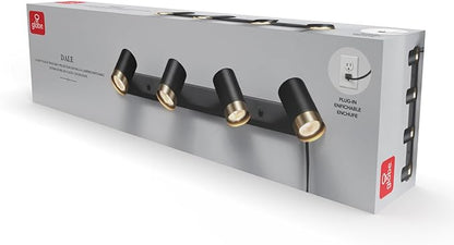 GLOBE Electric 64000047 22" 4-Light Plug-in Track Lighting, Matte Black, Pivoting Heads, in-Line On/Off Switch, Minimalist Ceiling Light Fixture for Kitchen Island, Hallway, or Dining Room