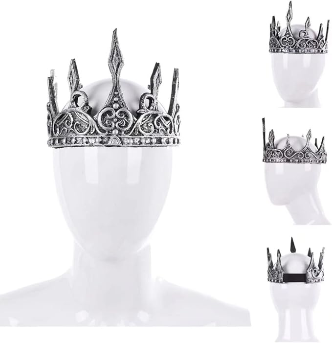 DothRayan Royal King Crown for Cosplay Prop Holiday Party, Halloween Costume Prom Party, Adjustable Royal Crown Prince Tiara