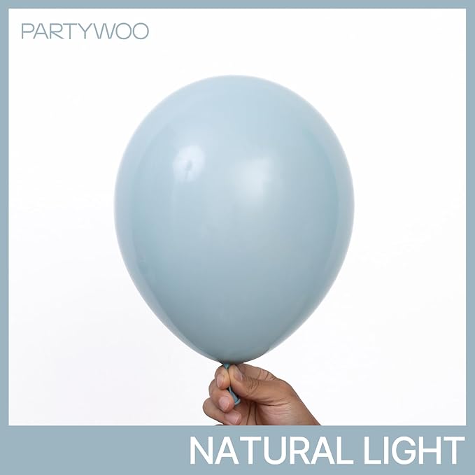 PartyWoo Dusty Blue Balloons 101pcs 12 Inch Light Blue Aqua Boho Latex Helium Balloons for Wedding Graduation Baby Shower Gender Reveal Bachelorette Birthday Under The Sea Party Decorations Blue-F28