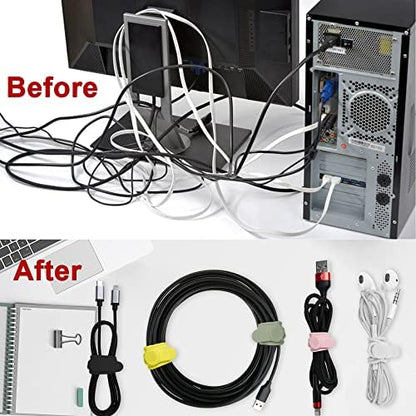 100Pcs Silicone Cable Ties, Cord Organizer Cable Management-Multi