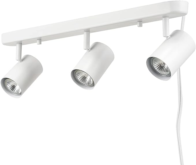GLOBE Electric 60024 3-Light Plug-in Track Lighting, Adjustable Heads, Matte White Finish, 22-inch, GU10 Base, 15-Foot Cord with in-Line Switch, Modern Ceiling Light for Apartments and Rentals