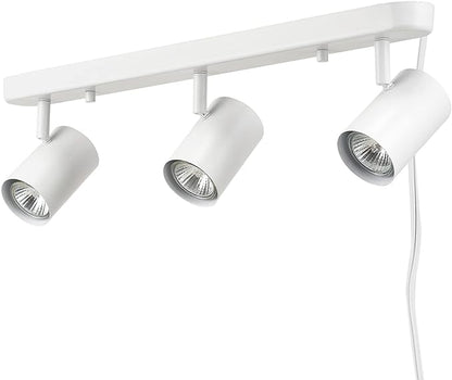 GLOBE Electric 60024 3-Light Plug-in Track Lighting, Adjustable Heads, Matte White Finish, 22-inch, GU10 Base, 15-Foot Cord with in-Line Switch, Modern Ceiling Light for Apartments and Rentals