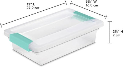 Sterilite 18-Pack Clip Box, Stackable Clear Plastic Bins with Latching Lids, Small - Writing, Arts or Crafts Supplies Storage Containers for Home, Office, Classroom and Workshop Organization