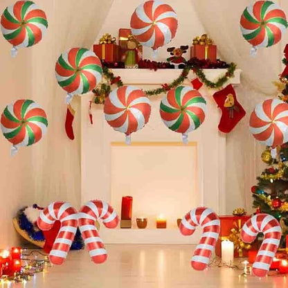 Christmas Ballooons Set Lollipop Windmill Balloons Colorful Candy Cane Swirl Balloons for Christmas-Themed Party Birthday Party Supplies Decorations 12 PCS