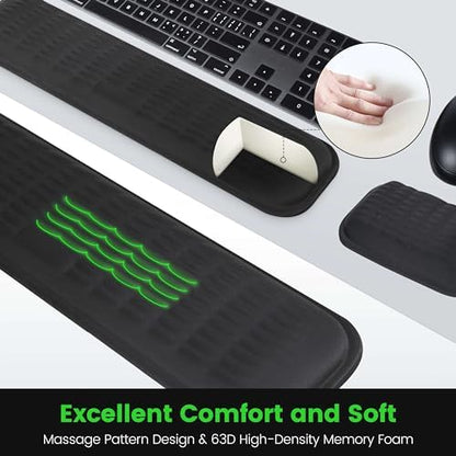 MEKASS Ergonomic Wrist Rest for Keyboard and Mouse, Soft Memory Foam Keyboard Wrist Rest Set with Non-Slip Silicone Base, Easy Typing, Pain Relief, Comfort for Office, Work, Gaming (Purple)