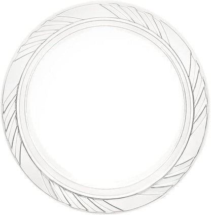 Munfix 100 Clear Plastic Plates Set - 9 Inch Disposable Dinner Plates Bulk Pack, for Party, BBQ, Picnic, Parties, Travel and Events, Microwavable Recyclable